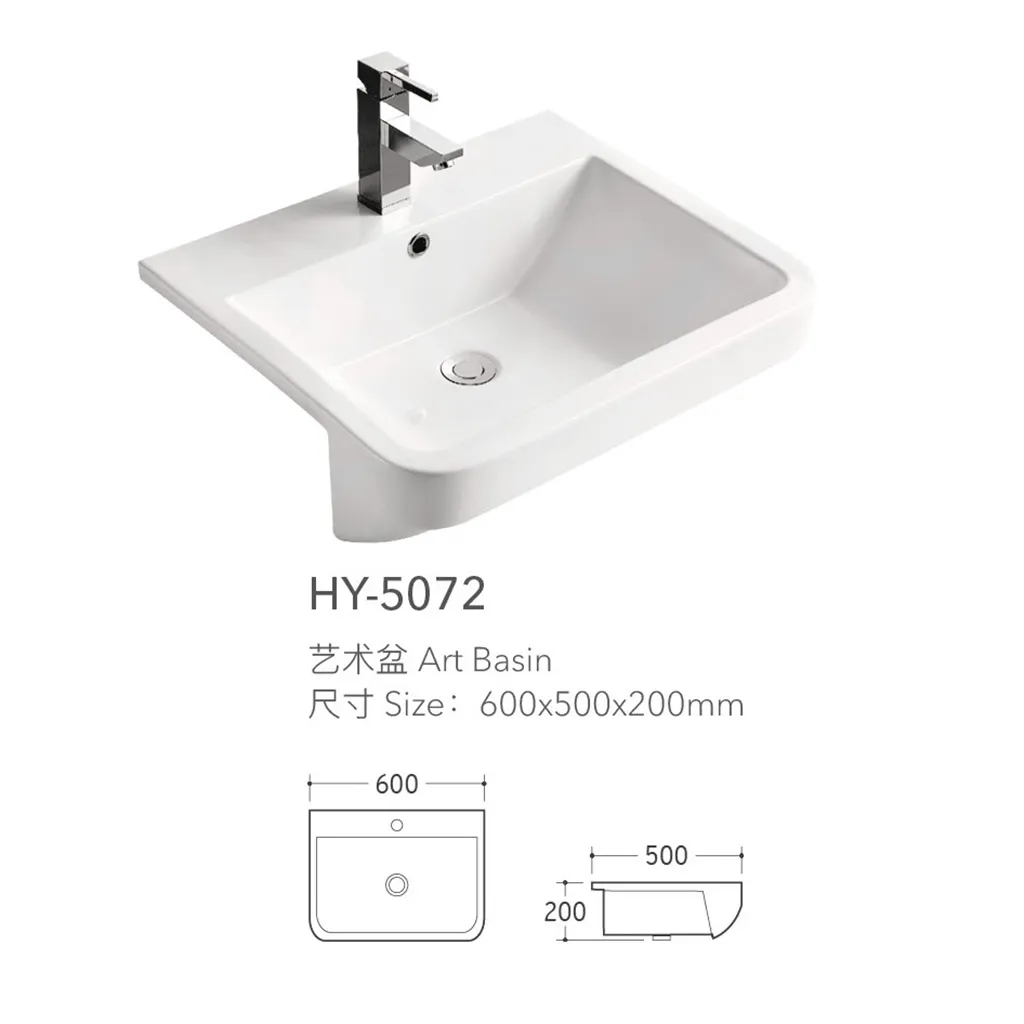 High Quality Semi Recessed Rectangle Shape Wash hand Basin, Factory Direct Selling Sinks