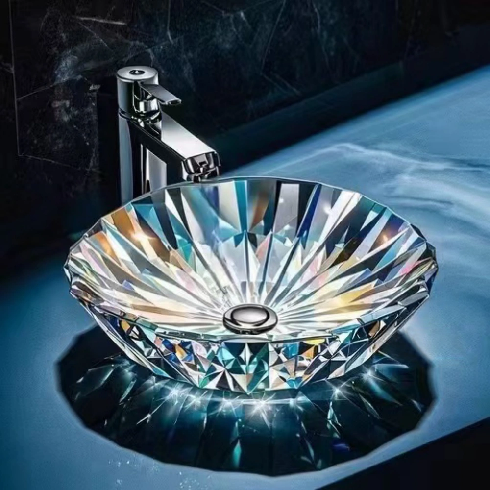 맞춤형 유리 욕실 싱크대, 원형 도매 유리 싱크대