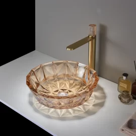 Lavabos de salle de bain en verre, lavabos en verre ronds en gros