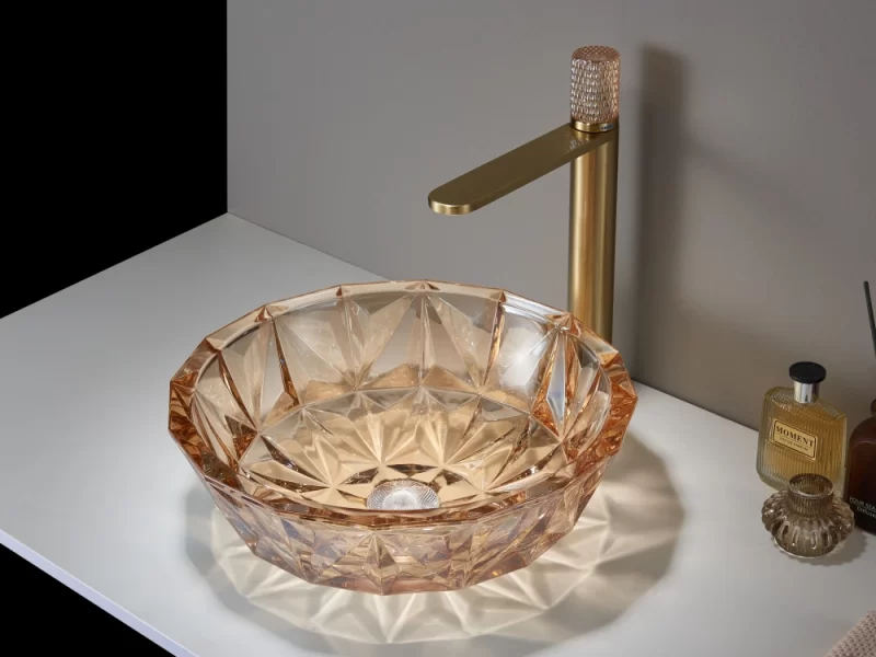 맞춤형 유리 욕실 싱크대, 원형 도매 유리 싱크대