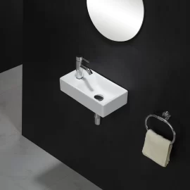 Mini Small Size Rectangle Wash Basin, White Ceramic Bathroom Sink Basin