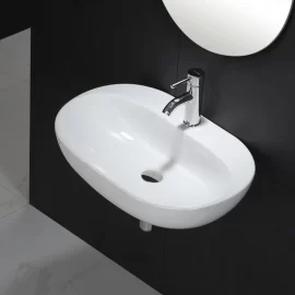 卸し売り陶磁器の壁に取り付けられた流し、楕円形の浴室の洗面器の供給