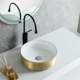 Wholesale Round Vessel Sink, Gold Bathroom Basin for Hotel