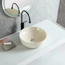 Оптовая продажа умывальников с мраморным узором, круглые керамические умывальники художественного дизайна