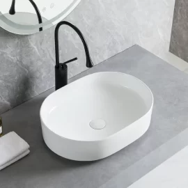 セラミック製洗面台の卸売り、ホテルプロジェクト向け楕円形洗面ボウル