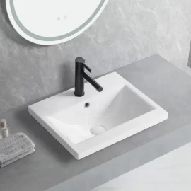 Wholesale Semi Recessed Sink, Square Ceramic Bathroom Basin