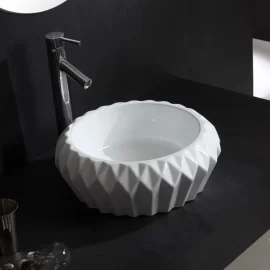 Wholesale Round Countertop Sinks, Ceramic Basin for Bathroom