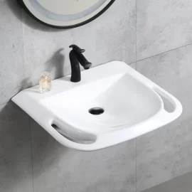 Wholesale Bathroom Wall-Hung Basin with Support Arms for Elderly Use